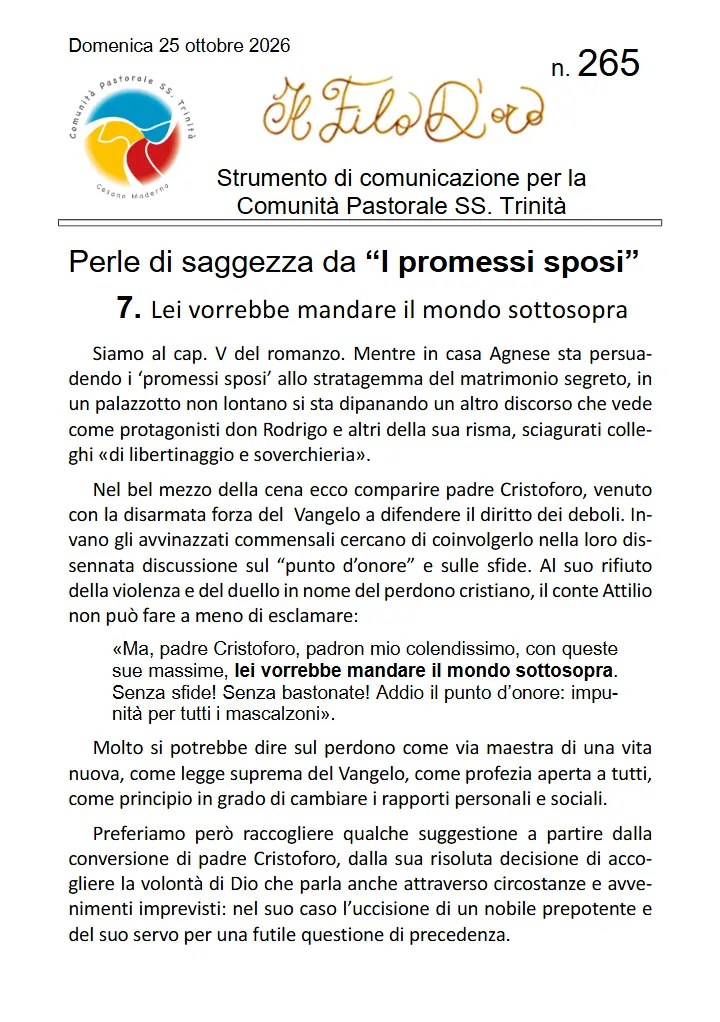 Prima pagina del Filo d'Oro n. 265