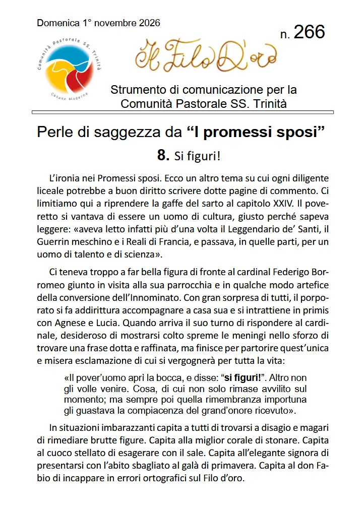 Prima pagina del Filo d'Oro n. 266