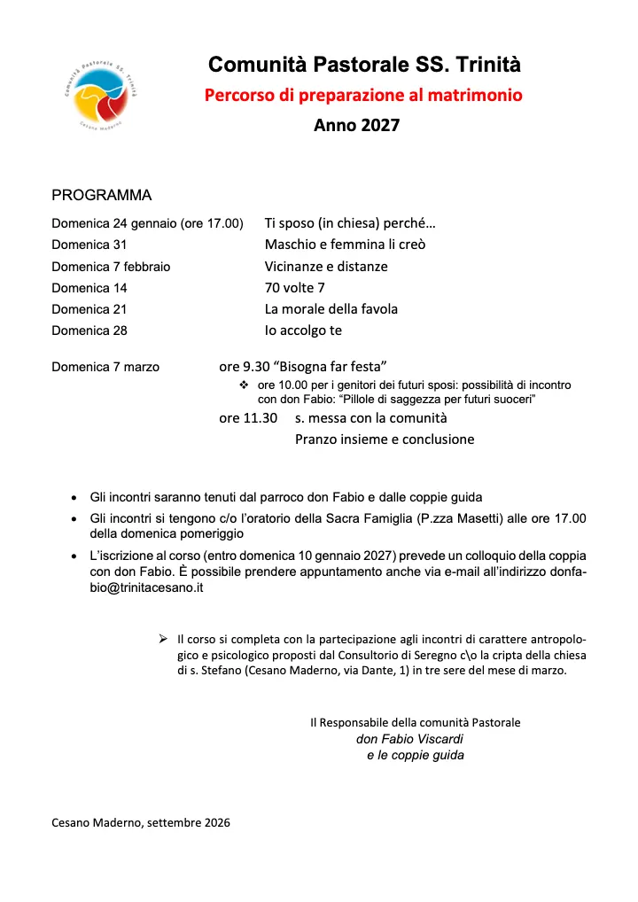 Percorso di preparazione al matrimonio 2027